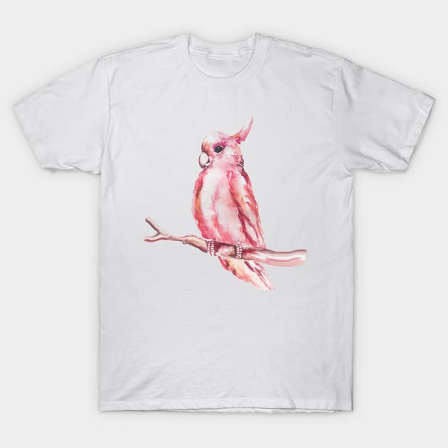 Stunning Fushia Parrot in Watercolor T-Shirt by SariahCeleste